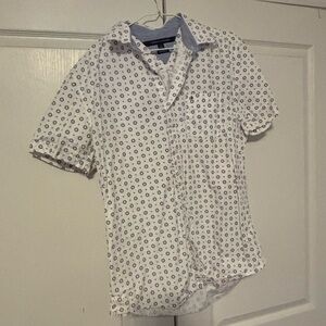 EUC Tommy Hilfiger button up short sleeve shirt - men’s large - white
